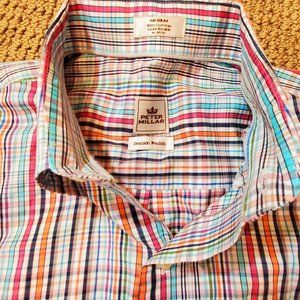 Peter Millar Seaside Finish Plaid colorful Shirt M